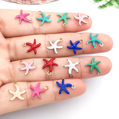 Ocean Theme Stainless Steel Sea Star Starfish Enamel Charms Pendants For DIY Jewelry Making Necklace Bracelet Accessories