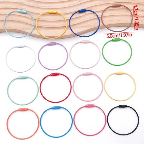 Portachiavi in Fune d'Acciaio Inossidabile Laccato Colorato Anello a Vite Cavo per Pendente Borsa Accessorio per Creazione Gioielli DIY