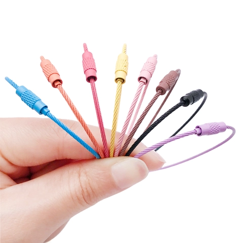 Portachiavi in Fune d'Acciaio Inossidabile Laccato Colorato Anello a Vite Cavo per Pendente Borsa Accessorio per Creazione Gioielli DIY
