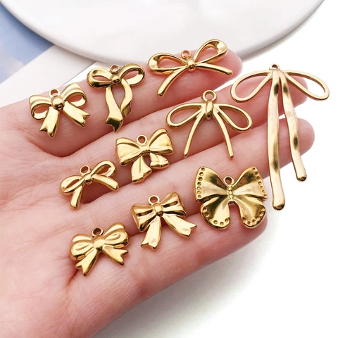 Colgante de Lazo de Acero Inoxidable Accesorios de Joyería DIY para Hacer Collares Pulseras Llaveros Dijes de Lazo Dorado para Mujer