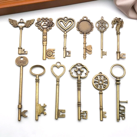 Vintage Zinc Alloy Key Pendants Antique Bronze Silver For DIY Jewelry Making Necklaces Mixed Style Antique Craft Materials