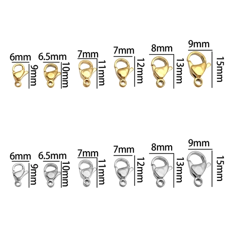 Chiusura a Moschettone in Acciaio Inossidabile per Collana Bracciale DIY Creazione Gioielli Placcato Oro Connettore Fibbia