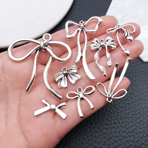 Colgantes de Lazo de Aleación Accesorios para Hacer Joyas DIY Dije de Corazón para Collar Pulsera Llavero Mujer Vintage