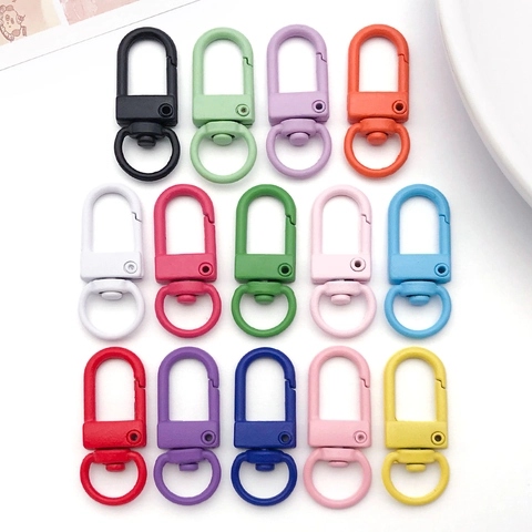 Zinc Alloy Candy Color Swivel Lobster Clasp Snap Hook Set Macaron Painted Keyring Clip DIY Jewelry Keychain Finding Accessories