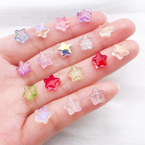 Star Shaped Glass Colored Glaze Beads For DIY Jewelry Making Multicolor Gradient Electroplated Loose Spacer Beads Pendant Accessories