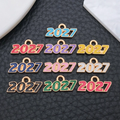 Ciondoli in Lega Smaltata Numero Anno 2025 2026 2027 2028 Charms per Laurea DIY Bracciale Collana Portachiavi Accessori per Gioielli