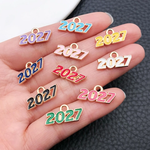 Ciondoli in Lega Smaltata Numero Anno 2025 2026 2027 2028 Charms per Laurea DIY Bracciale Collana Portachiavi Accessori per Gioielli