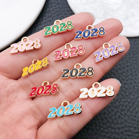 Lega Smalto Anno Numero 2028 2027 2026 2025 Ciondoli Per DIY Collana Bracciale Portachiavi Gioielli Creazione Accessori
