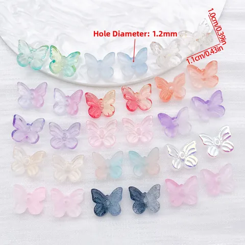 Transparent Colored Glass Butterfly Beads DIY Handmade Keychain Jewelry Making Charms And Craft Accessories