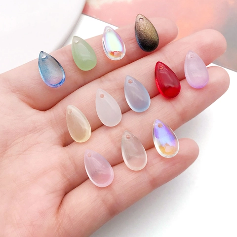 Accesorios para la Creación de Joyas DIY Colgantes de Vidrio en Forma de Lágrima Cuentas Perforadas para Pendientes Collar Pulsera