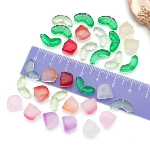 Gradient Lampwork Glass Tulip Flower Petal And Green Leaf Beads For DIY Jewelry Making Handmade Antique Style Bracelet Necklace Earring Material Accessories