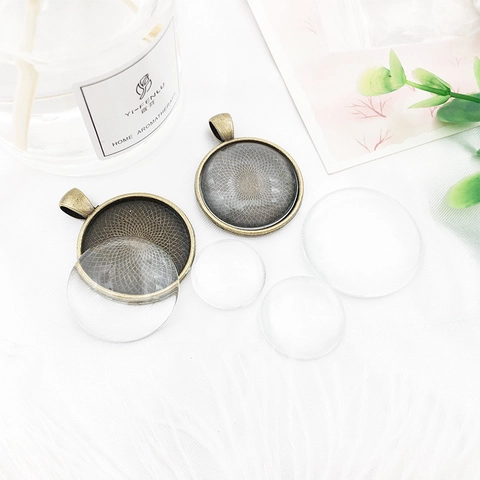 Clear Round Arched Dome Glass Cabochons For DIY Jewelry Making Handmade Keychain Fridge Magnet Crafts Ornament Accessory