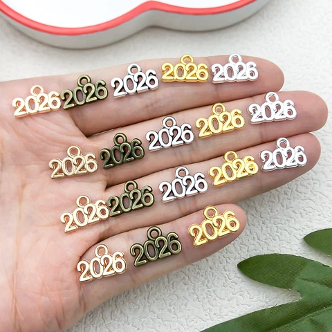 Colgantes de Números de Año 2025 2026 de Aleación Accesorios para Joyería DIY Collar Pulsera Llavero Colgante de Metal Galvanizado