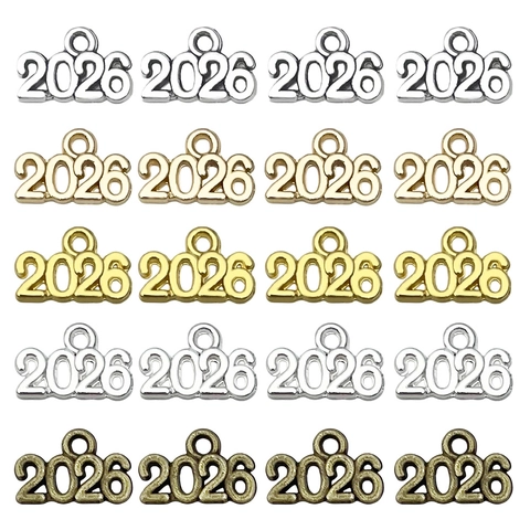 Colgantes de Números de Año 2025 2026 de Aleación Accesorios para Joyería DIY Collar Pulsera Llavero Colgante de Metal Galvanizado