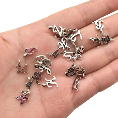 Pendentifs Lettres de l'Alphabet en Argent Allié Ensemble Complet Pour Fabrication de Bijoux DIY Collier Bracelet Pendentif Minimaliste