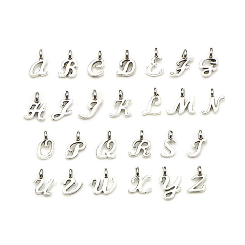 Pendentifs Lettres de l'Alphabet en Argent Allié Ensemble Complet Pour Fabrication de Bijoux DIY Collier Bracelet Pendentif Minimaliste