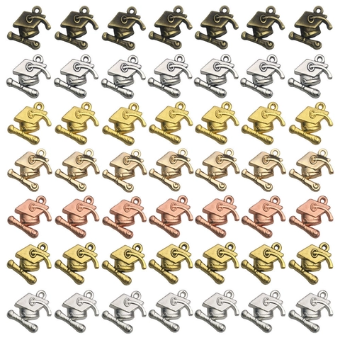 Alloy Graduation Cap Charms Diploma Scroll Pendants For Graduation Season DIY Jewelry Making Necklace Bracelet Craft Accessories