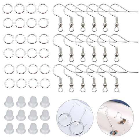 Kit de Fabrication de Boucles d'Oreilles DIY Avec Crochets en Alliage Anneaux de Jonction et Poussettes en Silicone Bijoux