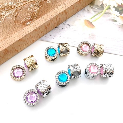 Alloy Large Hole Beads Dazzling Rhinestone Charms Faceted Crystal Heart Hollow Spacer Beads For DIY Bracelet Making Women Jewelry Accessory
