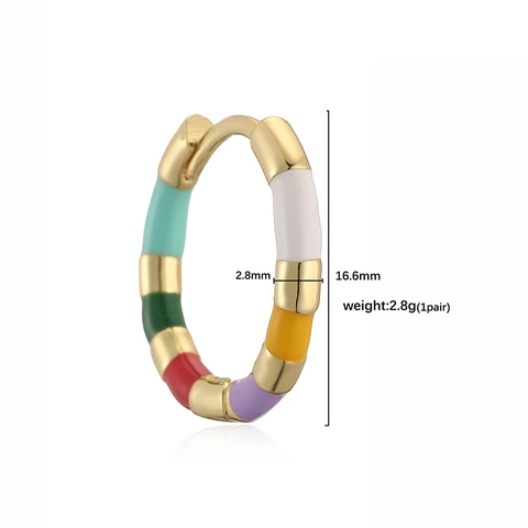 French Vintage Colorful Enamel Copper U-Shaped Hoop Earrings For Women Sweet Cool Bamboo Joint Geometric Fashion Jewelry
