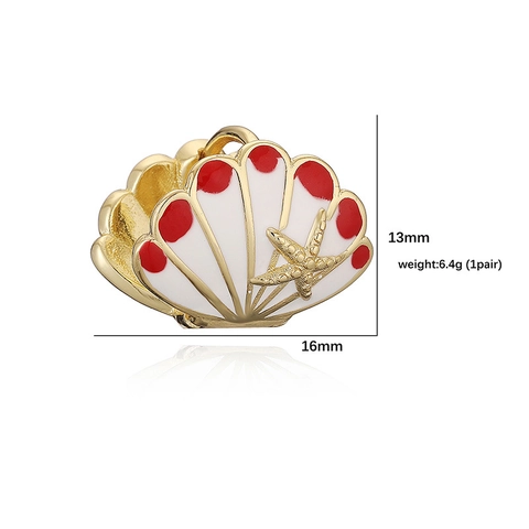 Dolci Orecchini a Cerchio in Smalto Colorato a Forma di Conchiglia e Stella Marina per Donna Gioielli in Conchiglia Oceano Rame
