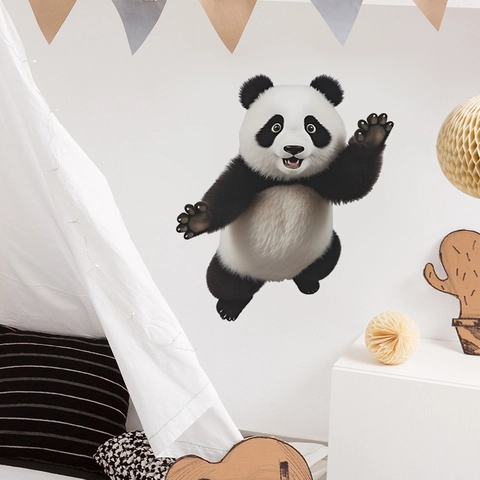 Adesivo da Parete 3D Panda Cartone Animato per Camera dei Bambini Asilo Nido Camera da Letto Autoadesivo in PVC Decalcomania da Muro Animale