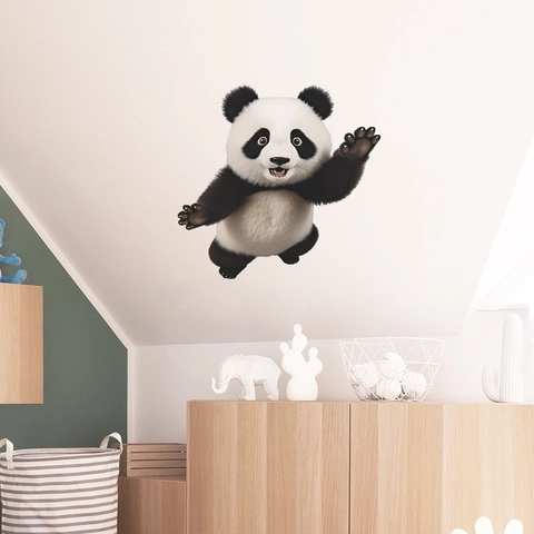 Adesivo da Parete 3D Panda Cartone Animato per Camera dei Bambini Asilo Nido Camera da Letto Autoadesivo in PVC Decalcomania da Muro Animale