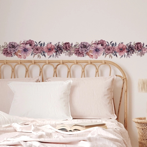 Adesivo da Parete Romantico con Fiori ad Acquerello Decalcomania Floreale in PVC per Camera da Letto Soggiorno Decorazione Casa