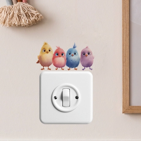 Pegatinas de Pared de Pájaros de Dibujos Animados PVC Autoadhesivo Decoración de Interruptor Para Dormitorio Niños Hogar