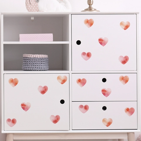 Aquarel Hart Muurstickers Verwijderbare PVC Zelfklevende Kunst Stickers Voor Kinderkamer Slaapzaal Woonkamer Thuis Decor