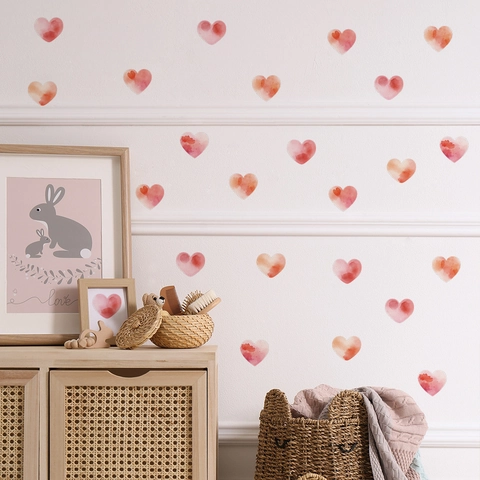 Aquarel Hart Muurstickers Verwijderbare PVC Zelfklevende Kunst Stickers Voor Kinderkamer Slaapzaal Woonkamer Thuis Decor