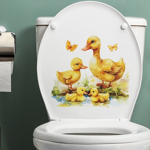 Simpatici Anatroccoli PVC Adesivo per WC Acquerello Animale Adesivo da Parete Impermeabile Casa Arredo per Bambini Camera Bagno