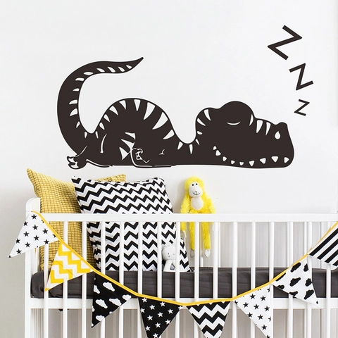 Cute Sleeping Dinosaur Wall Sticker Cartoon PVC Removable Wall Decal For Kids Nursery Bedroom Home Decoration Accessory