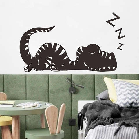 Cute Sleeping Dinosaur Wall Sticker Cartoon PVC Removable Wall Decal For Kids Nursery Bedroom Home Decoration Accessory