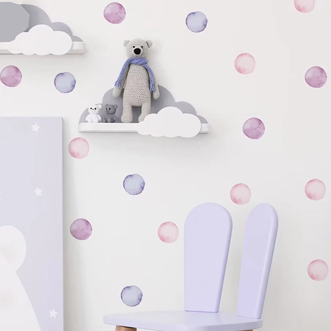 Pegatinas de Pared de Lunares de Acuarela Para Habitación Infantil PVC Autoadhesivas Color Macaron Calcomanías de Puntos