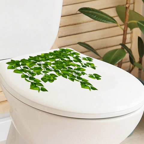Green Leaf Vine Wall Stickers Removable PVC Decals For Toilet Tank Bathroom Bedroom Home Decor Botanical Ivy Pattern
