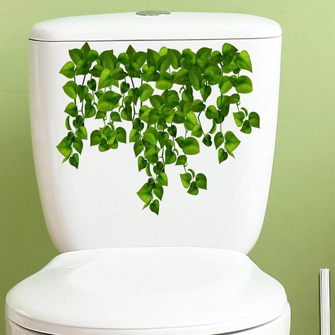 Green Leaf Vine Wall Stickers Removable PVC Decals For Toilet Tank Bathroom Bedroom Home Decor Botanical Ivy Pattern