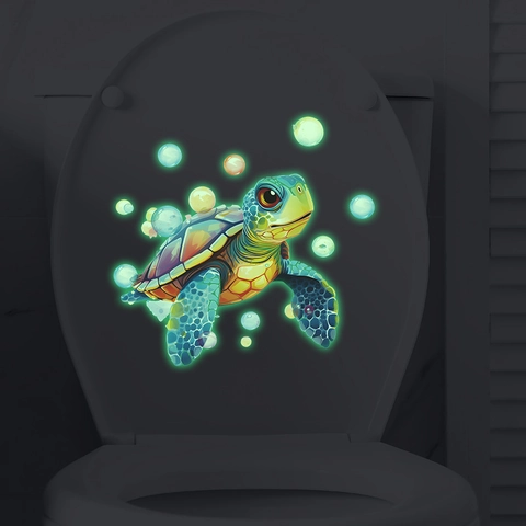 Adesivi da Parete Tartaruga Marina Luminosi Impermeabili Bolle Fluorescenti per Bagno WC Camera dei Bambini PVC Rimovibile Casa