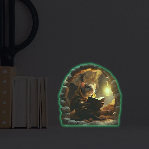 Adesivo da Parete 3D Buco del Topo Fluorescente Removibile in PVC Decalcomania Luminosa per Camera dei Bambini