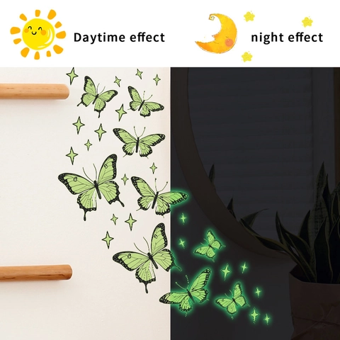 Leuchtende Schmetterling Wandaufkleber Stern Aufkleber Abnehmbare PVC Wandkunst Für Kinderzimmer Zuhause Dekoration
