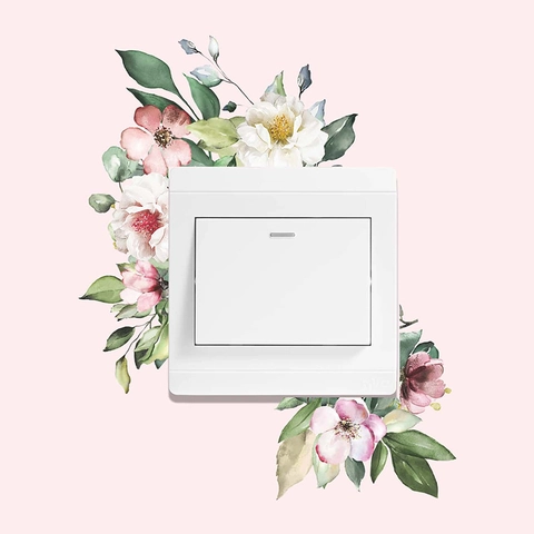 Aquarell Frische Grüne Pflanzen Blume PVC Wandaufkleber Modern Minimalistisch Schalter Deko Aufkleber Für Schlafzimmer Wohnzimmer Haus Dekoration