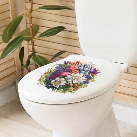 Pegatinas para Inodoro de Flores Tropicales Calcomanía de Pared de PVC Extraíble para Baño Decoración del Tanque de Agua Pegatina Decorativa