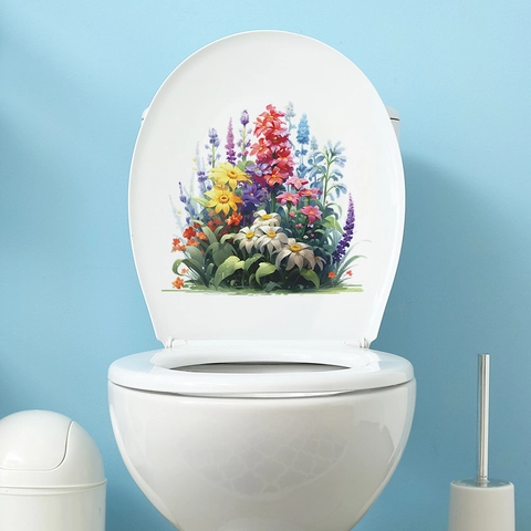 Pegatina Para Inodoro De Baño Floral Tropical Extraíble PVC Autoadhesiva Decoración Para Tapa De Inodoro Pared Diseño De Flores