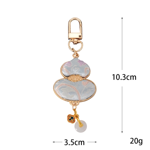 Ciondolo per Borsa a Forma di Zucca in Broccato di Cotone Stile Cinese Vintage Fatto a Mano Portachiavi in Lega Oro per Donna Gioielli