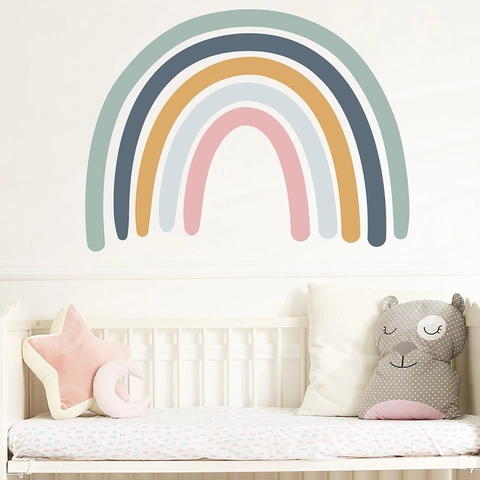 Nordic Morandi Rainbow Wall Sticker PVC Self Adhesive Minimalist Decor For Kids Nursery Bedroom Living Room Home Decoration
