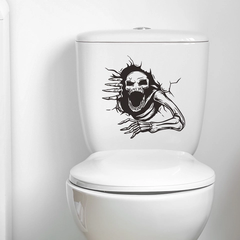 Halloween 3D Skelet Toilet Sticker Enge Schedel Die Door Muur Breekt PVC Waterdichte Verwijderbare Sticker Voor Badkamer