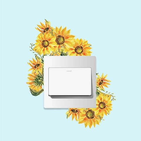 Adesivi per Interruttori della Luce con Fiori Botanici ad Acquerello Decalcomanie da Muro in PVC Rimovibili per Decorazioni Domestiche Rose Margherite