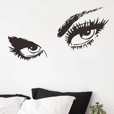 Modern Minimalistisch Damen Augen Wimpern Augenbrauen Wandtattoo PVC Abnehmbar DIY Vinyl Aufkleber Für Schlafzimmer Wohnzimmer Haus Dekoration