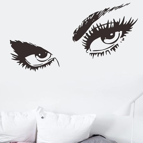 Modern Minimalistisch Damen Augen Wimpern Augenbrauen Wandtattoo PVC Abnehmbar DIY Vinyl Aufkleber Für Schlafzimmer Wohnzimmer Haus Dekoration