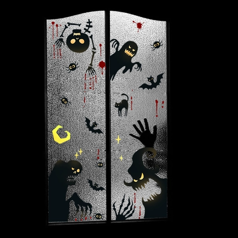 Halloween Ghost Bat Skull Spider Wall Stickers PVC Self Adhesive Window Glass Decor For Home Party Living Room Shop Decoration